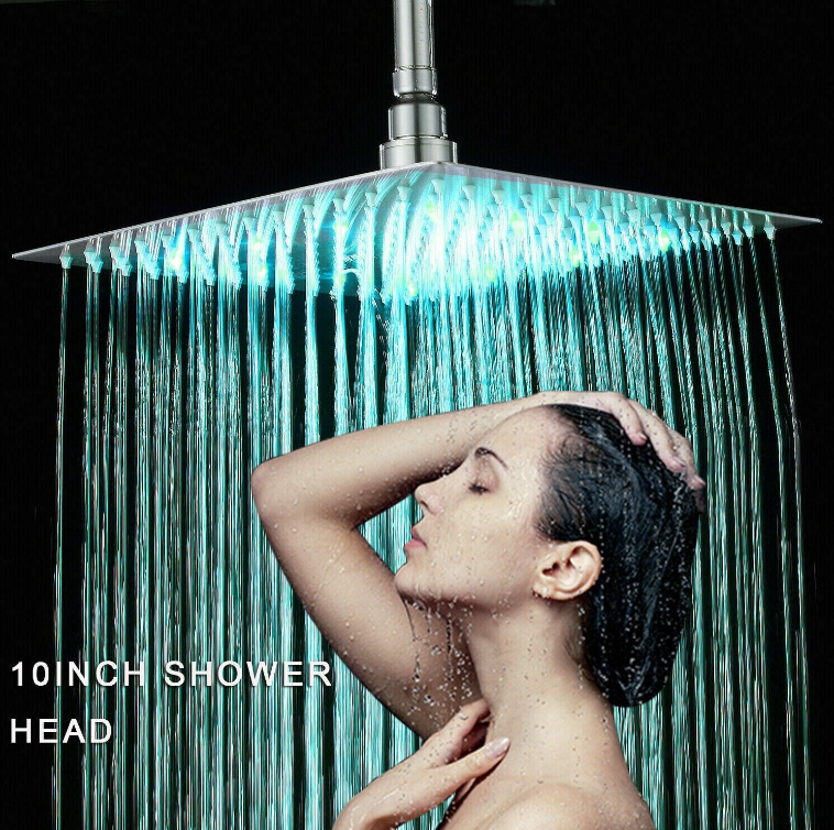 16inch LED Shower Head Wall/ceiling Mount Rain Square Top Sprayer Brushed Nickel