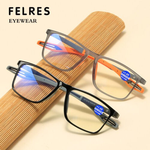 Men TR90 Anti-blue Light Square Reading Glasses Sport Lightweight Glasses New